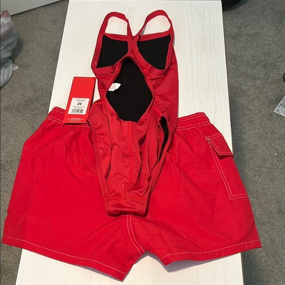 Red Women's One Piece Swimsuit - Picture 3 of 5